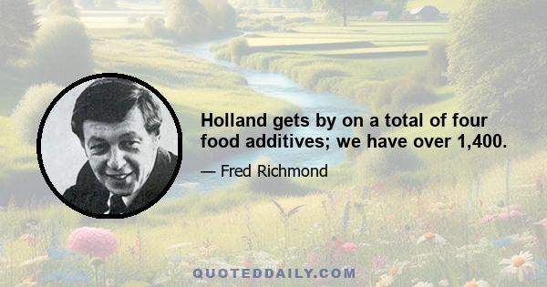 Holland gets by on a total of four food additives; we have over 1,400.