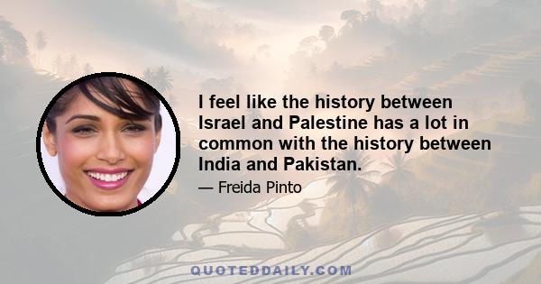 I feel like the history between Israel and Palestine has a lot in common with the history between India and Pakistan.