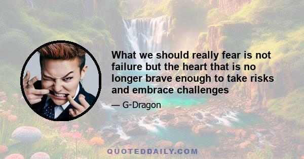 What we should really fear is not failure but the heart that is no longer brave enough to take risks and embrace challenges