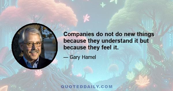 Companies do not do new things because they understand it but because they feel it.