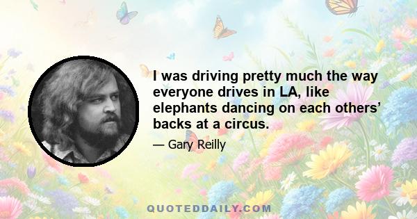 I was driving pretty much the way everyone drives in LA, like elephants dancing on each others’ backs at a circus.