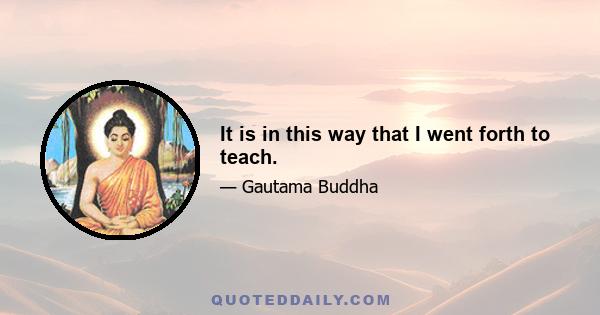 It is in this way that I went forth to teach.