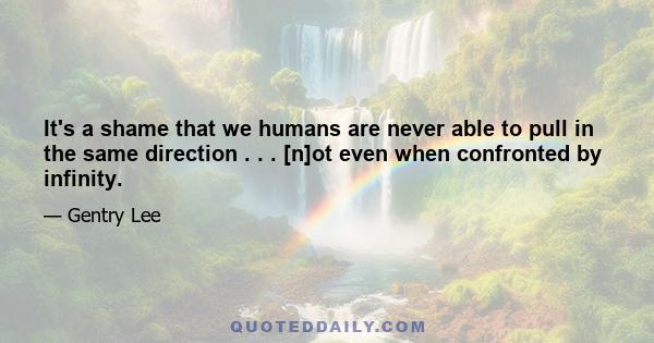 It's a shame that we humans are never able to pull in the same direction . . . [n]ot even when confronted by infinity.