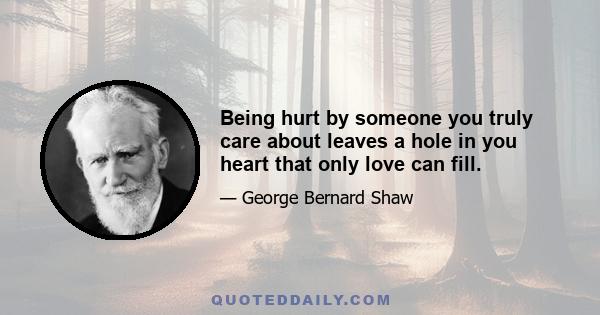 Being hurt by someone you truly care about leaves a hole in you heart that only love can fill.