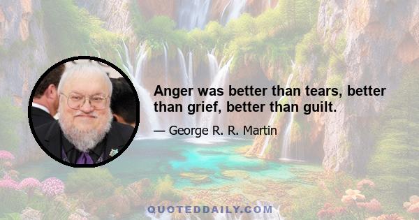 Anger was better than tears, better than grief, better than guilt.