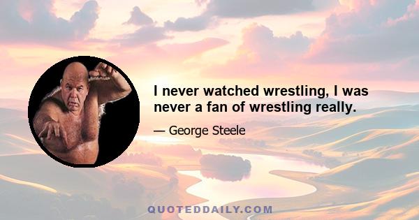 I never watched wrestling, I was never a fan of wrestling really.