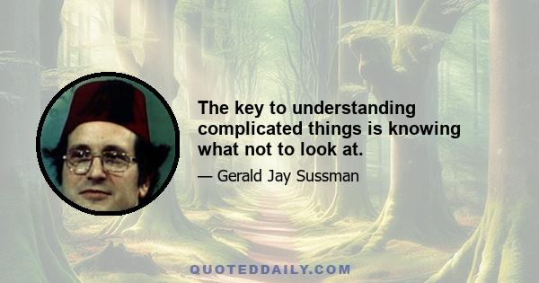 The key to understanding complicated things is knowing what not to look at.