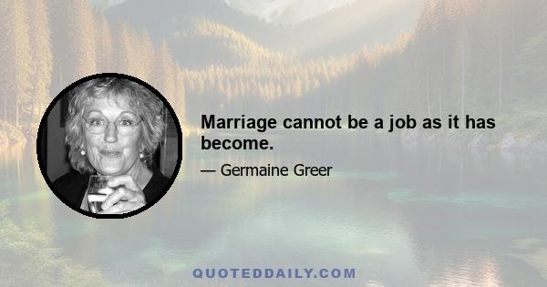 Marriage cannot be a job as it has become.