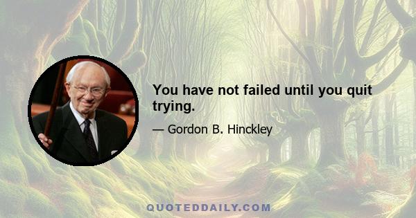 You have not failed until you quit trying.