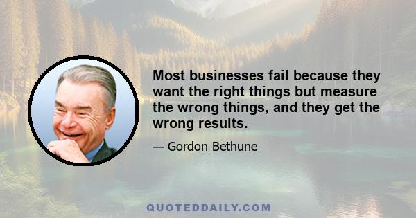 Most businesses fail because they want the right things but measure the wrong things, and they get the wrong results.