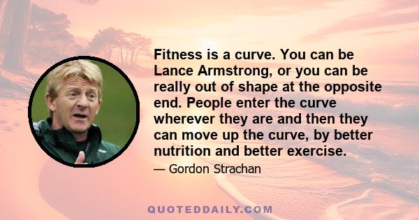 Fitness is a curve. You can be Lance Armstrong, or you can be really out of shape at the opposite end. People enter the curve wherever they are and then they can move up the curve, by better nutrition and better