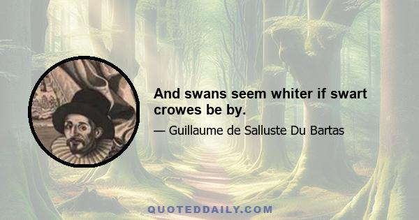 And swans seem whiter if swart crowes be by.