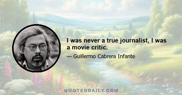 I was never a true journalist, I was a movie critic.