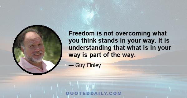 Freedom is not overcoming what you think stands in your way. It is understanding that what is in your way is part of the way.