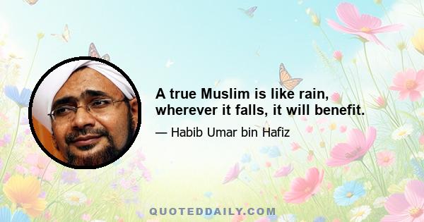 A true Muslim is like rain, wherever it falls, it will benefit.