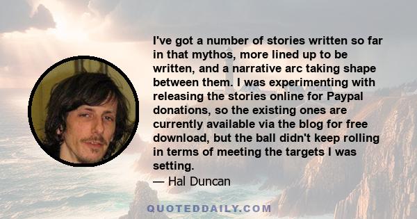 I've got a number of stories written so far in that mythos, more lined up to be written, and a narrative arc taking shape between them. I was experimenting with releasing the stories online for Paypal donations, so the