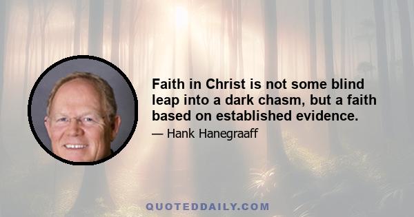 Faith in Christ is not some blind leap into a dark chasm, but a faith based on established evidence.