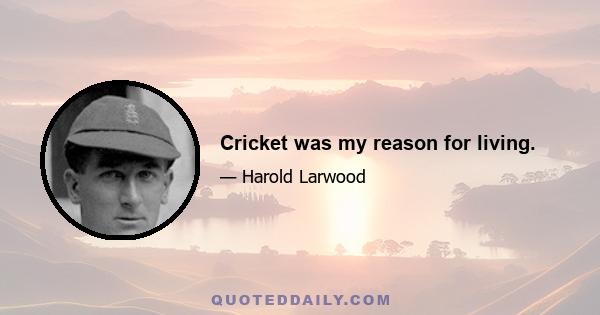 Cricket was my reason for living.