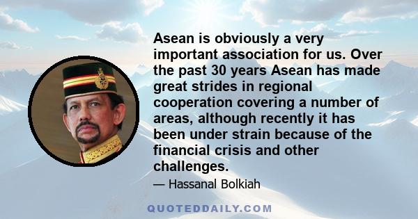 Asean is obviously a very important association for us. Over the past 30 years Asean has made great strides in regional cooperation covering a number of areas, although recently it has been under strain because of the