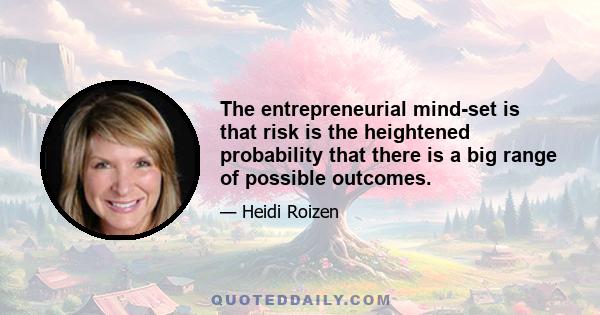 The entrepreneurial mind-set is that risk is the heightened probability that there is a big range of possible outcomes.