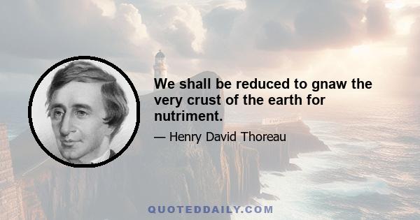 We shall be reduced to gnaw the very crust of the earth for nutriment.