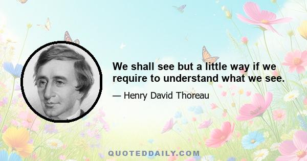 We shall see but a little way if we require to understand what we see.