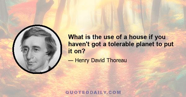 What is the use of a house if you haven't got a tolerable planet to put it on?