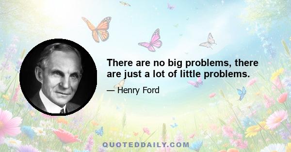 There are no big problems, there are just a lot of little problems.