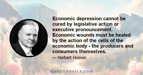 Economic depression cannot be cured by legislative action or executive pronouncement. Economic wounds must be healed by the action of the cells of the economic body - the producers and consumers themselves.