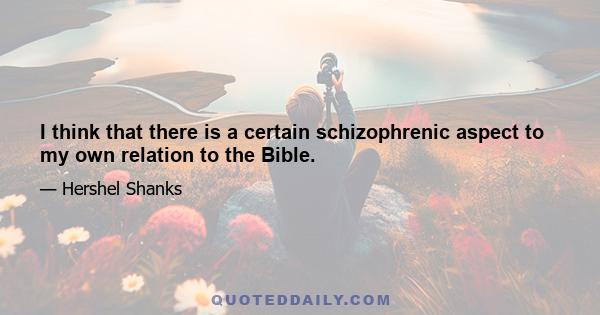 I think that there is a certain schizophrenic aspect to my own relation to the Bible.