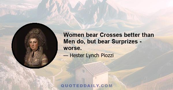 Women bear Crosses better than Men do, but bear Surprizes - worse.