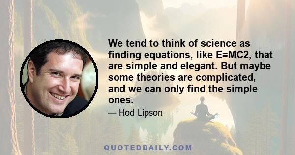 We tend to think of science as finding equations, like E=MC2, that are simple and elegant. But maybe some theories are complicated, and we can only find the simple ones.