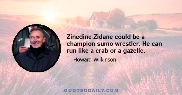 Zinedine Zidane could be a champion sumo wrestler. He can run like a crab or a gazelle.