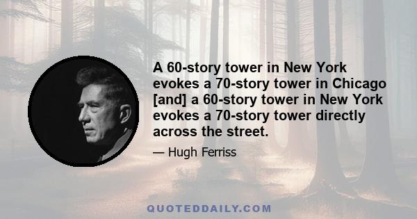 A 60-story tower in New York evokes a 70-story tower in Chicago [and] a 60-story tower in New York evokes a 70-story tower directly across the street.