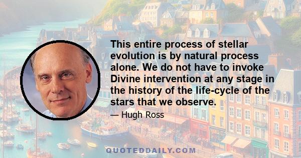 This entire process of stellar evolution is by natural process alone. We do not have to invoke Divine intervention at any stage in the history of the life-cycle of the stars that we observe.