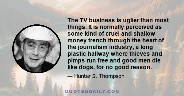 The TV business is uglier than most things. It is normally perceived as some kind of cruel and shallow money trench through the heart of the journalism industry, a long plastic hallway where thieves and pimps run free