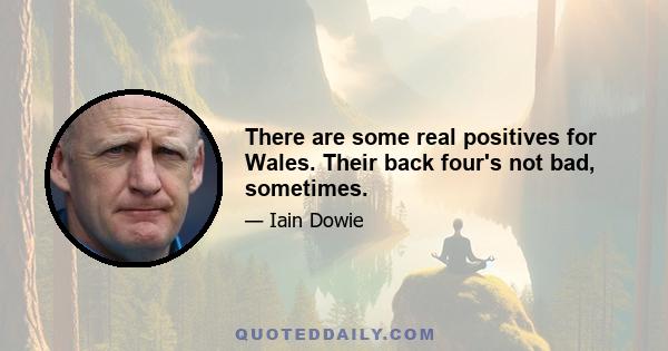 There are some real positives for Wales. Their back four's not bad, sometimes.