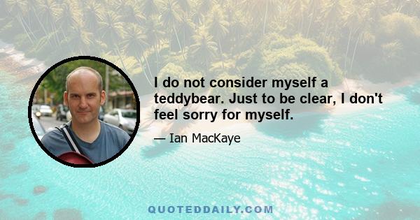 I do not consider myself a teddybear. Just to be clear, I don't feel sorry for myself.