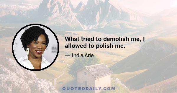 What tried to demolish me, I allowed to polish me.