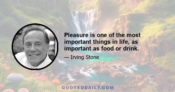 Pleasure is one of the most important things in life, as important as food or drink.