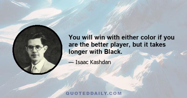 You will win with either color if you are the better player, but it takes longer with Black.