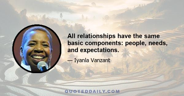 All relationships have the same basic components: people, needs, and expectations.