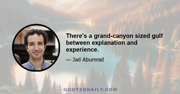 There's a grand-canyon sized gulf between explanation and experience.