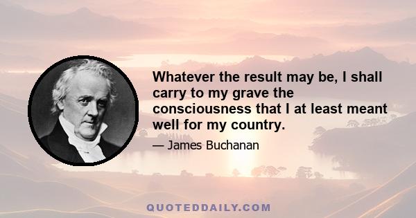 Whatever the result may be, I shall carry to my grave the consciousness that I at least meant well for my country.