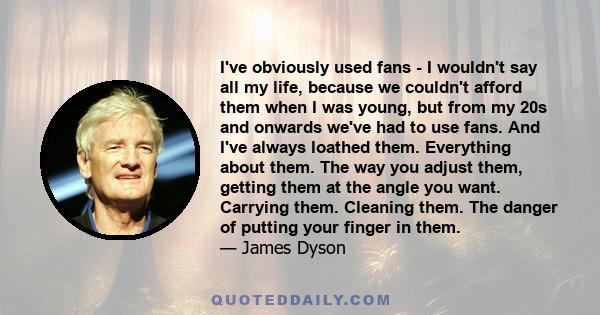 I've obviously used fans - I wouldn't say all my life, because we couldn't afford them when I was young, but from my 20s and onwards we've had to use fans. And I've always loathed them. Everything about them. The way