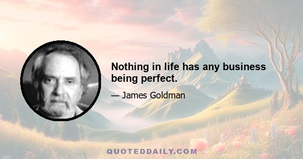 Nothing in life has any business being perfect.