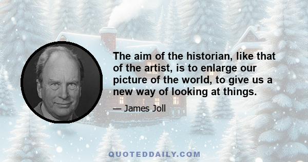 The aim of the historian, like that of the artist, is to enlarge our picture of the world, to give us a new way of looking at things.