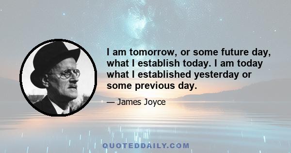 I am tomorrow, or some future day, what I establish today. I am today what I established yesterday or some previous day.