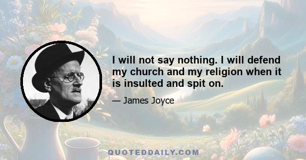 I will not say nothing. I will defend my church and my religion when it is insulted and spit on.