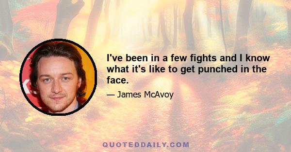 I've been in a few fights and I know what it's like to get punched in the face.